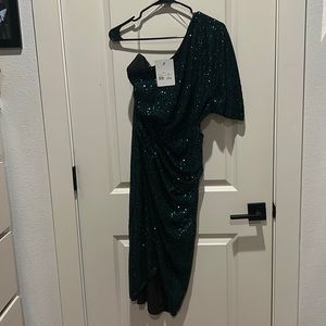 Bnwt DO+BE green sequin one shoulder dress